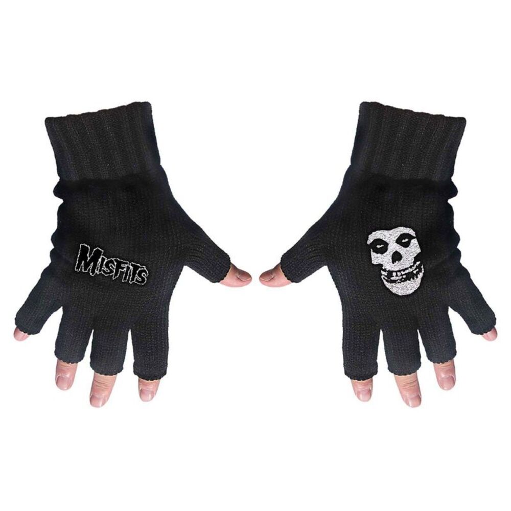 Misfits Unisex Adult Logo & Fiend Fingerless Gloves / Black/White